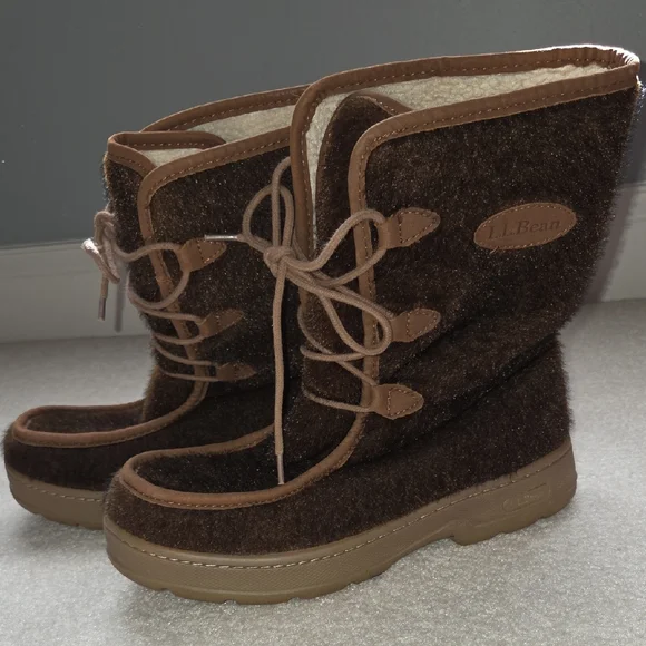L.L. Bean Dark Brown Boots with Light Brown Trim - Picture 1 of 5